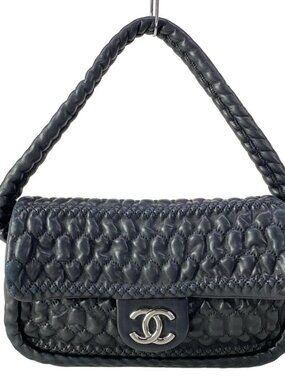 CHANEL Bubble Quilt Black Lambskin Shoulder Bag